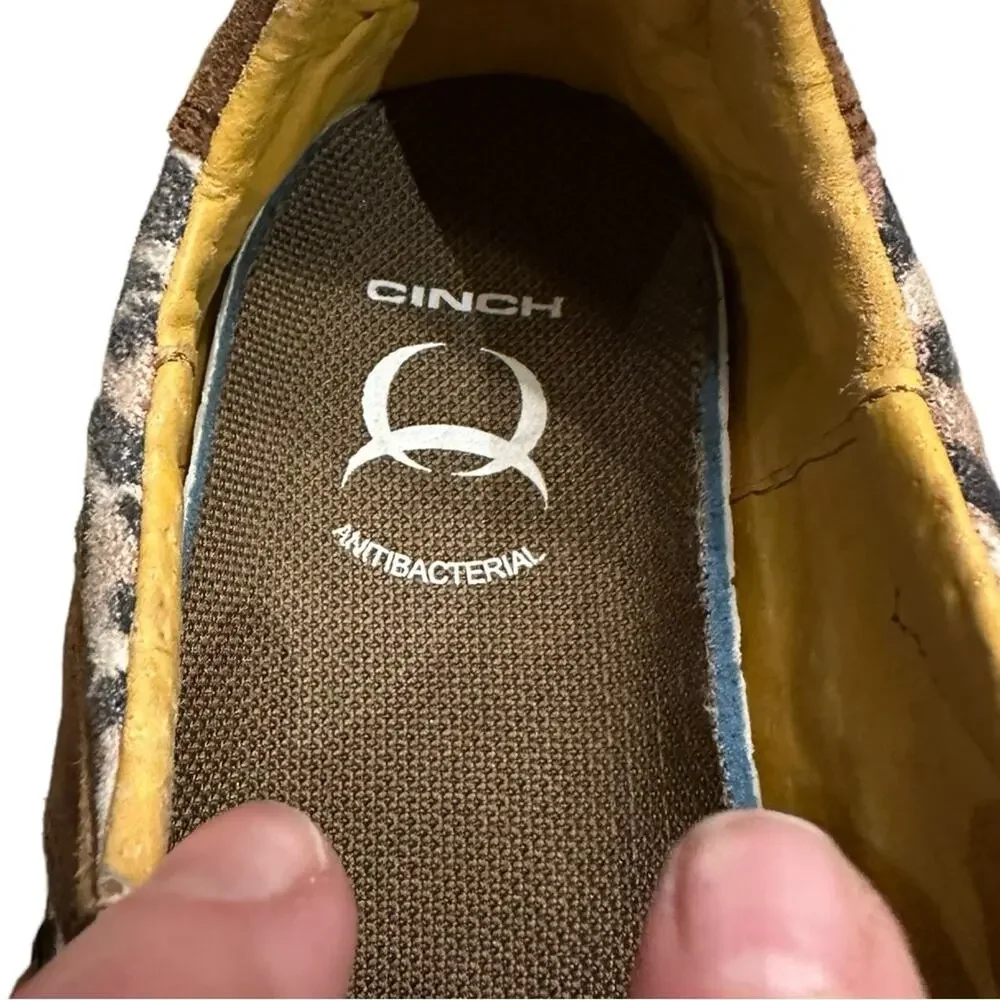 Cinch Women’s 7B Leopard and Brown Suede Lace Up Shoes Antibacterial Insole
